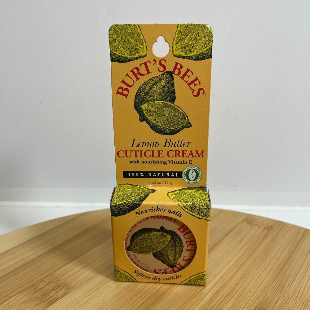 Burts Bees Lemon Butter Cuticle Cream .60 oz 17 g Vitamin E Hand Care Natural
